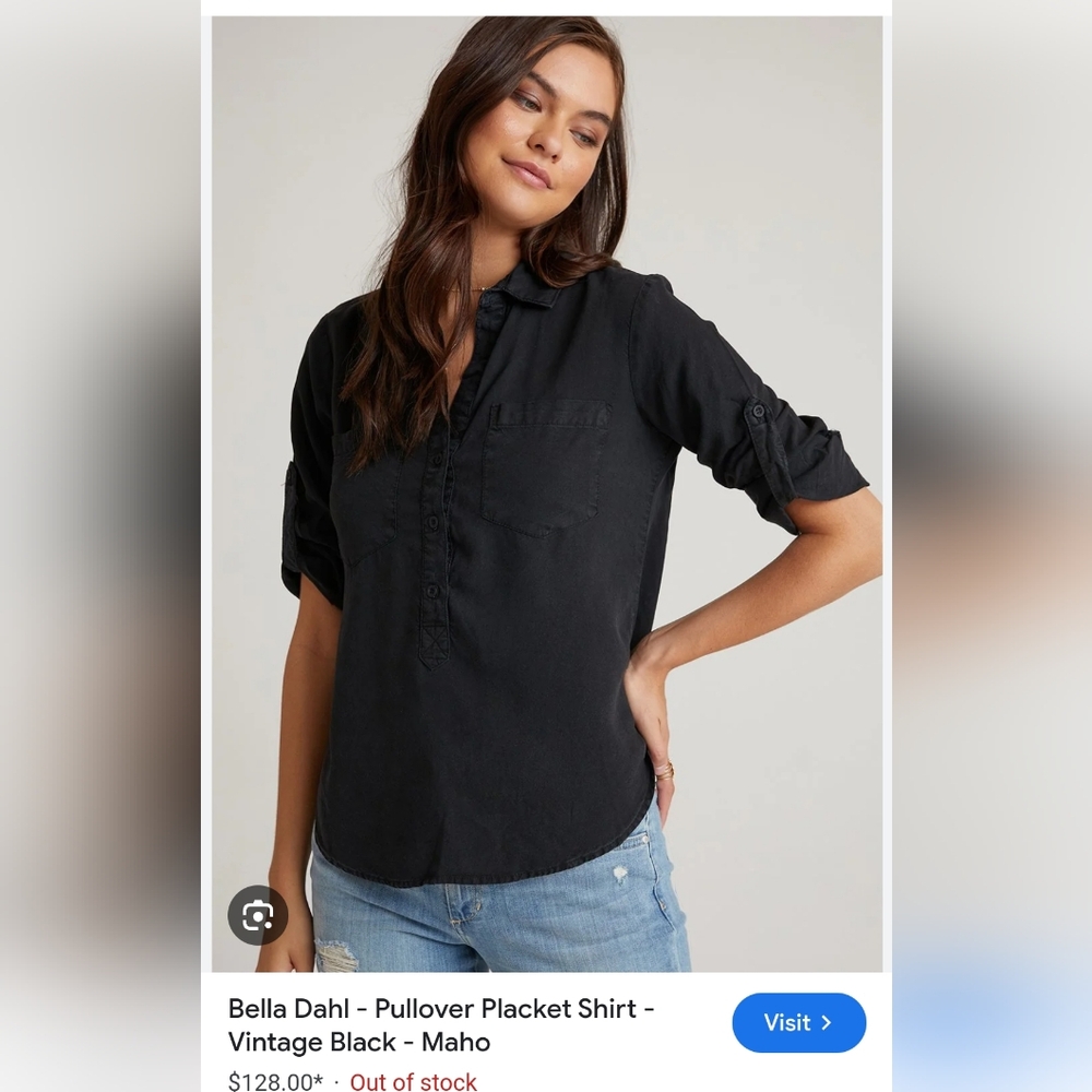 Lightweight block tunic button down rayon blend Bella Dahl blouse